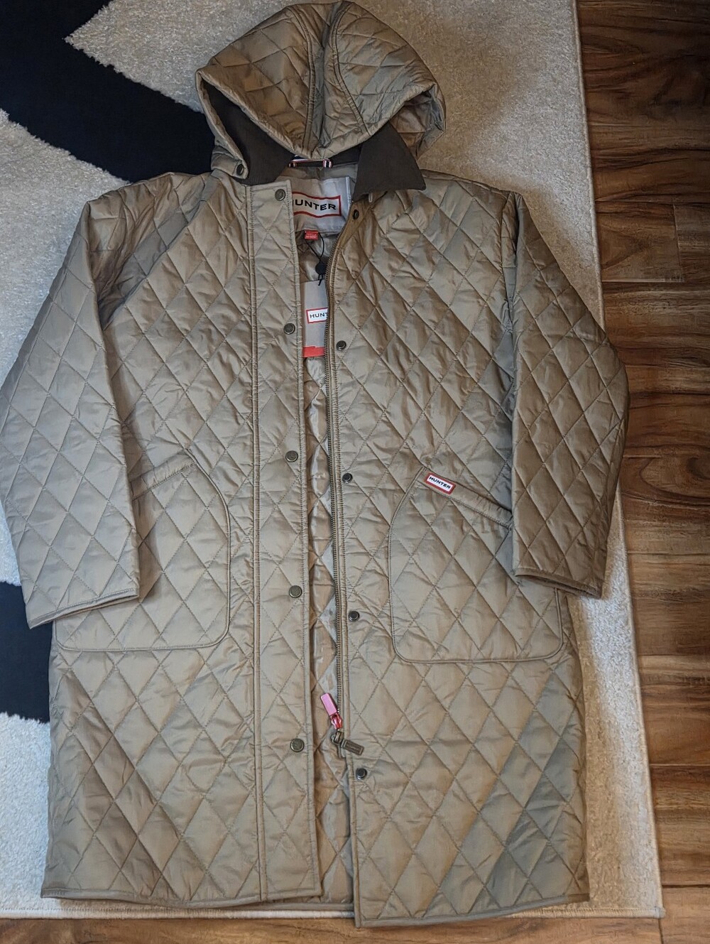 HUNTER TAN 'ALISON' LONG DIAMOMD QUILTED JACKET